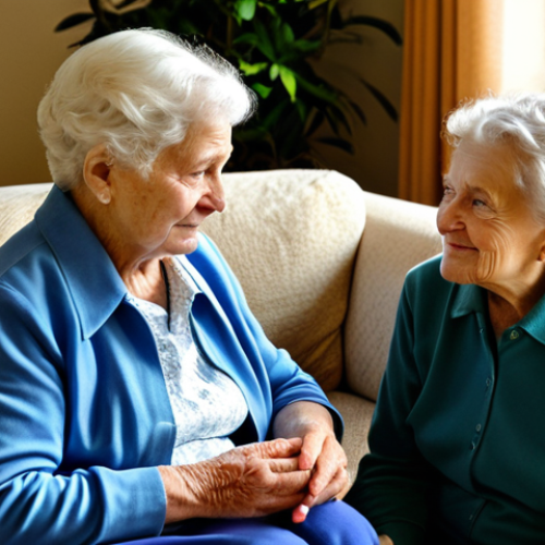 Home 8 Empathetic Caregiver**
"A compassionate caregiver, fully clothed in modest attire, sits attentively beside an elderly woman with Alzheimer's in a sunlit living room. The caregiver is actively listening, with a gentle expression. The room is clean, uncluttered, and designed for safety. Perfect anatomy, natural pose, well-formed hands, safe for work, appropriate content, family-friendly, professional photography, high quality."
**