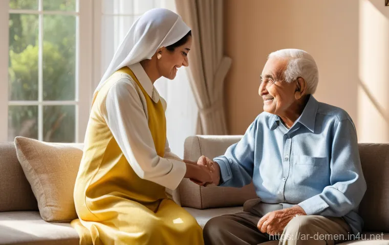 치매관리사 연봉 평균 및 지역별 차이 - Image Prompt 1: The Compassionate Caregiver**