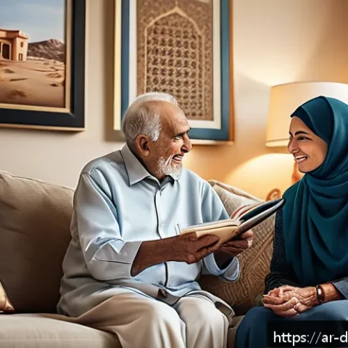 치매관리사 실습 경험담 - A compassionate Middle Eastern woman caregiver gently assisting an elderly Arab man with dementia in...