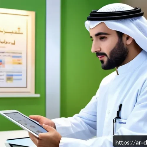치매관리사 자격증 갱신 절차 - A professional Middle Eastern healthcare specialist in a modern clinic setting, wearing modest, prof...